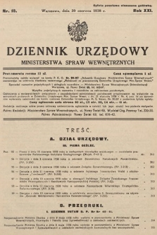 Dziennik Urzędowy Ministerstwa Spraw Wewnętrznych. 1938, nr 18
