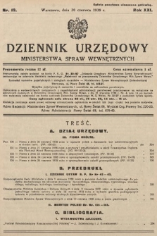 Dziennik Urzędowy Ministerstwa Spraw Wewnętrznych. 1938, nr 19