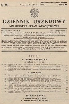 Dziennik Urzędowy Ministerstwa Spraw Wewnętrznych. 1938, nr 20