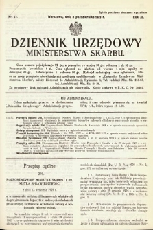 Dziennik Urzędowy Ministerstwa Skarbu. 1929, nr 27