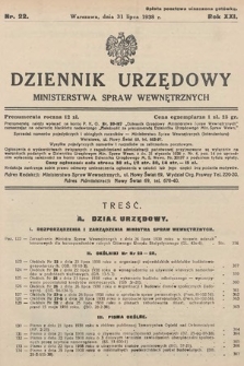 Dziennik Urzędowy Ministerstwa Spraw Wewnętrznych. 1938, nr 22
