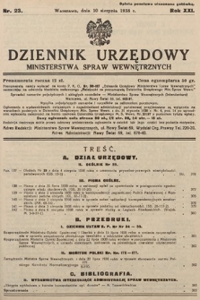 Dziennik Urzędowy Ministerstwa Spraw Wewnętrznych. 1938, nr 23