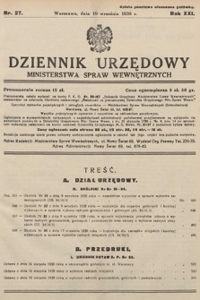 Dziennik Urzędowy Ministerstwa Spraw Wewnętrznych. 1938, nr 27