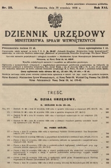 Dziennik Urzędowy Ministerstwa Spraw Wewnętrznych. 1938, nr 29