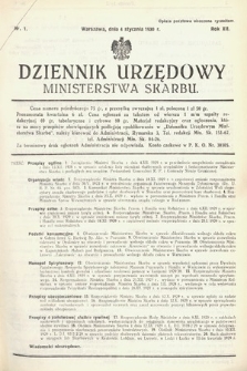 Dziennik Urzędowy Ministerstwa Skarbu. 1930, nr 1