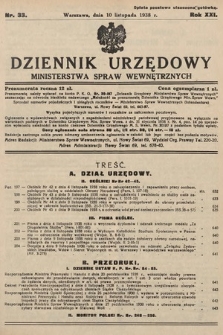 Dziennik Urzędowy Ministerstwa Spraw Wewnętrznych. 1938, nr 33