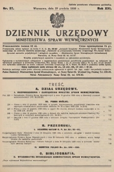 Dziennik Urzędowy Ministerstwa Spraw Wewnętrznych. 1938, nr 37