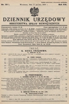 Dziennik Urzędowy Ministerstwa Spraw Wewnętrznych. 1938, nr 38