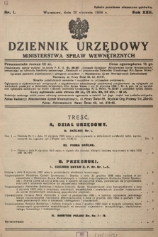 Dziennik Urzędowy Ministerstwa Spraw Wewnętrznych. 1939, nr 1