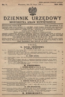 Dziennik Urzędowy Ministerstwa Spraw Wewnętrznych. 1939, nr 4
