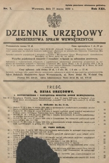 Dziennik Urzędowy Ministerstwa Spraw Wewnętrznych. 1939, nr 7