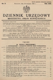 Dziennik Urzędowy Ministerstwa Spraw Wewnętrznych. 1939, nr 9