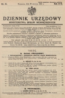 Dziennik Urzędowy Ministerstwa Spraw Wewnętrznych. 1939, nr 15