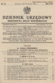 Dziennik Urzędowy Ministerstwa Spraw Wewnętrznych. 1939, nr 16