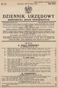 Dziennik Urzędowy Ministerstwa Spraw Wewnętrznych. 1939, nr 19