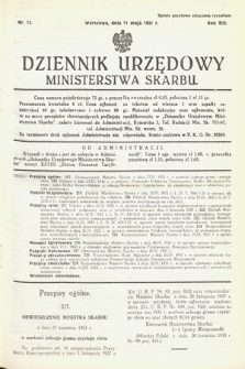 Dziennik Urzędowy Ministerstwa Skarbu. 1931, nr 13