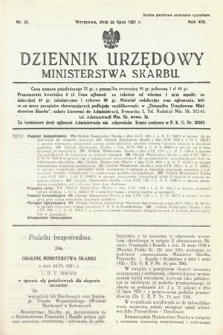 Dziennik Urzędowy Ministerstwa Skarbu. 1931, nr 20