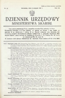 Dziennik Urzędowy Ministerstwa Skarbu. 1931, nr 22