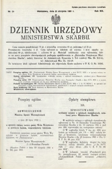 Dziennik Urzędowy Ministerstwa Skarbu. 1931, nr 24