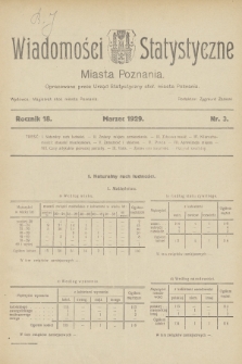 Wiadomości Statystyczne Miasta Poznania. R.18, 1929, nr 3