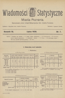 Wiadomości Statystyczne Miasta Poznania. R.18, 1929, nr 7