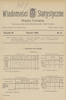 Wiadomości Statystyczne Miasta Poznania. R.18, 1929, nr 8