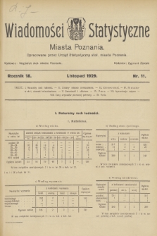 Wiadomości Statystyczne Miasta Poznania. R.18, 1929, nr 11