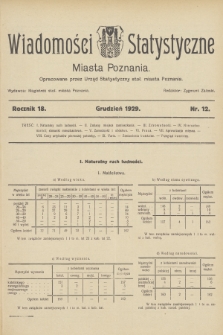 Wiadomości Statystyczne Miasta Poznania. R.18, 1929, nr 12