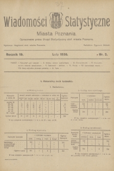 Wiadomości Statystyczne Miasta Poznania. R.19, 1930, nr 2