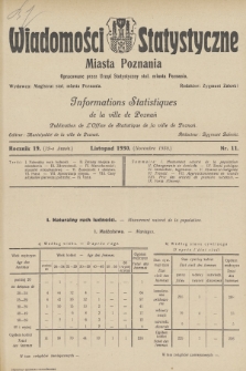 Wiadomości Statystyczne Miasta Poznania. R.19, 1930, nr 11