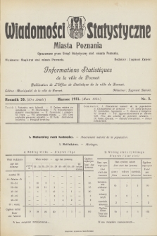 Wiadomości Statystyczne Miasta Poznania = Informations Statistiques de la Ville de Poznań. R.20, 1931, nr 3