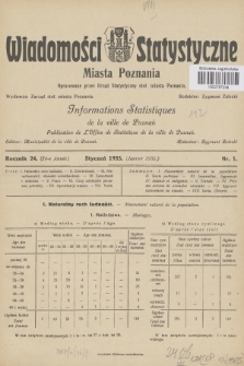 Wiadomości Statystyczne Miasta Poznania = Informations Statistiques de la Ville de Poznań. R.24, 1935, nr 1