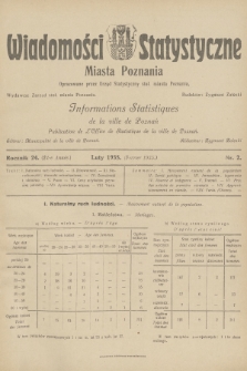 Wiadomości Statystyczne Miasta Poznania = Informations Statistiques de la Ville de Poznań. R.24, 1935, nr 2
