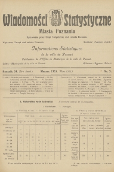 Wiadomości Statystyczne Miasta Poznania = Informations Statistiques de la Ville de Poznań. R.24, 1935, nr 3