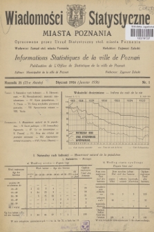 Wiadomości Statystyczne Miasta Poznania = Informations Statistiques de la Ville de Poznań. R.25, 1936, nr 1