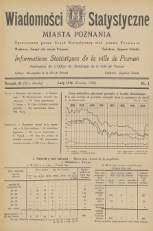 Wiadomości Statystyczne Miasta Poznania = Informations Statistiques de la Ville de Poznań. R.25, 1936, nr 2