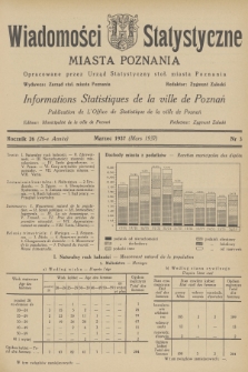 Wiadomości Statystyczne Miasta Poznania = Informations Statistiques de la Ville de Poznań. R.26, 1937, nr 3