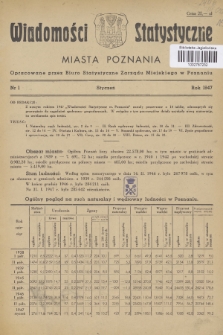 Wiadomości Statystyczne Miasta Poznania. 1947, nr 1