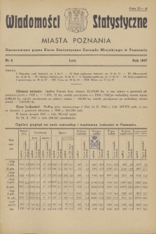 Wiadomości Statystyczne Miasta Poznania. 1947, nr 2