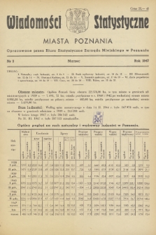 Wiadomości Statystyczne Miasta Poznania. 1947, nr 3