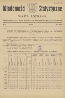 Wiadomości Statystyczne Miasta Poznania. 1947, nr 7