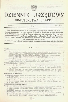 Dziennik Urzędowy Ministerstwa Skarbu. 1932, nr 1