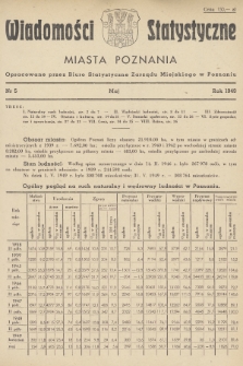 Wiadomości Statystyczne Miasta Poznania. 1949, nr 5