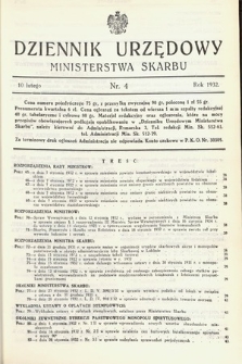 Dziennik Urzędowy Ministerstwa Skarbu. 1932, nr 4