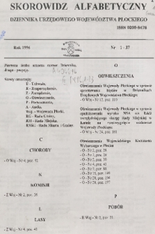 Dziennik Urzędowy Województwa Płockiego. 1996, Skorowidz alfabetyczny Dziennika Urzędowego Województwa Płockiego. Rok 1996