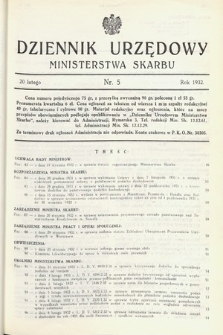 Dziennik Urzędowy Ministerstwa Skarbu. 1932, nr 5