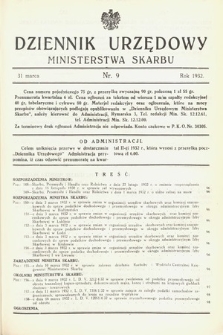 Dziennik Urzędowy Ministerstwa Skarbu. 1932, nr 9