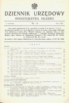 Dziennik Urzędowy Ministerstwa Skarbu. 1932, nr 10