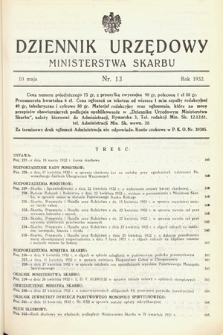 Dziennik Urzędowy Ministerstwa Skarbu. 1932, nr 13