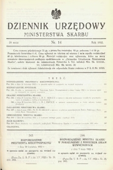 Dziennik Urzędowy Ministerstwa Skarbu. 1932, nr 14